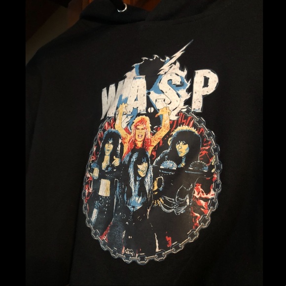 W.A.S.P. WASP cropped hoodie metal shock rock - Picture 2 of 3
